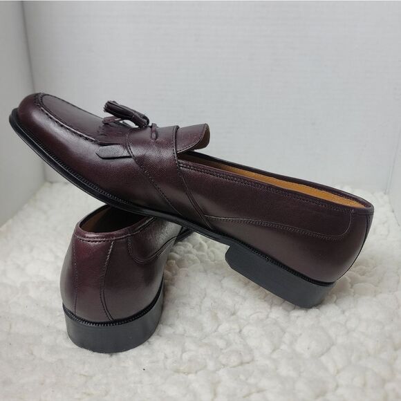 Massimo Emporio Tassel Loafers Mens 10.5 Burgundy Leather Made in Spain Unworn main image 6